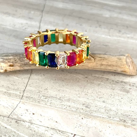 NEW~ Anthropologie Rainbow Colorful Gemstone Statement Ring - Picture 4 of 9